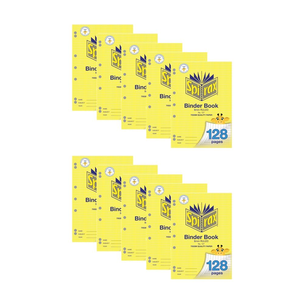 Spirax 127 A4 Binder 70gsm School Writing Notebook 128 Pages (10 Pack)