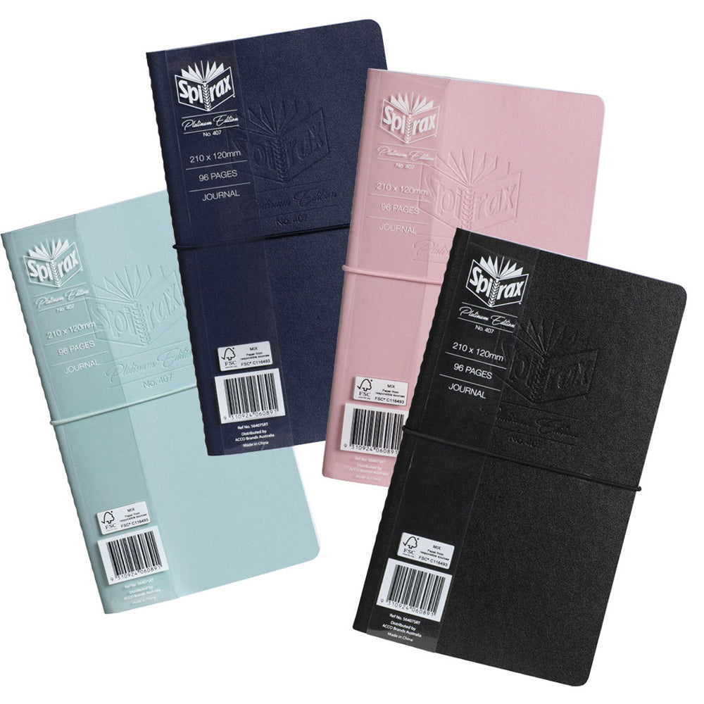Spirax Platinum Journal Diary Writing Stationery Stitch Bound 64Pgs Assorted (12 Pack)