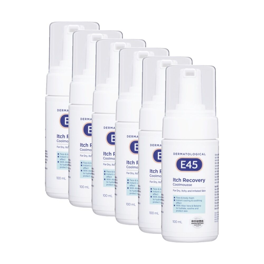 E45 Itch Recovery Coolmousse Quick Cooling Relieve Dry/Irritated Skin 100ml (6 Pack)