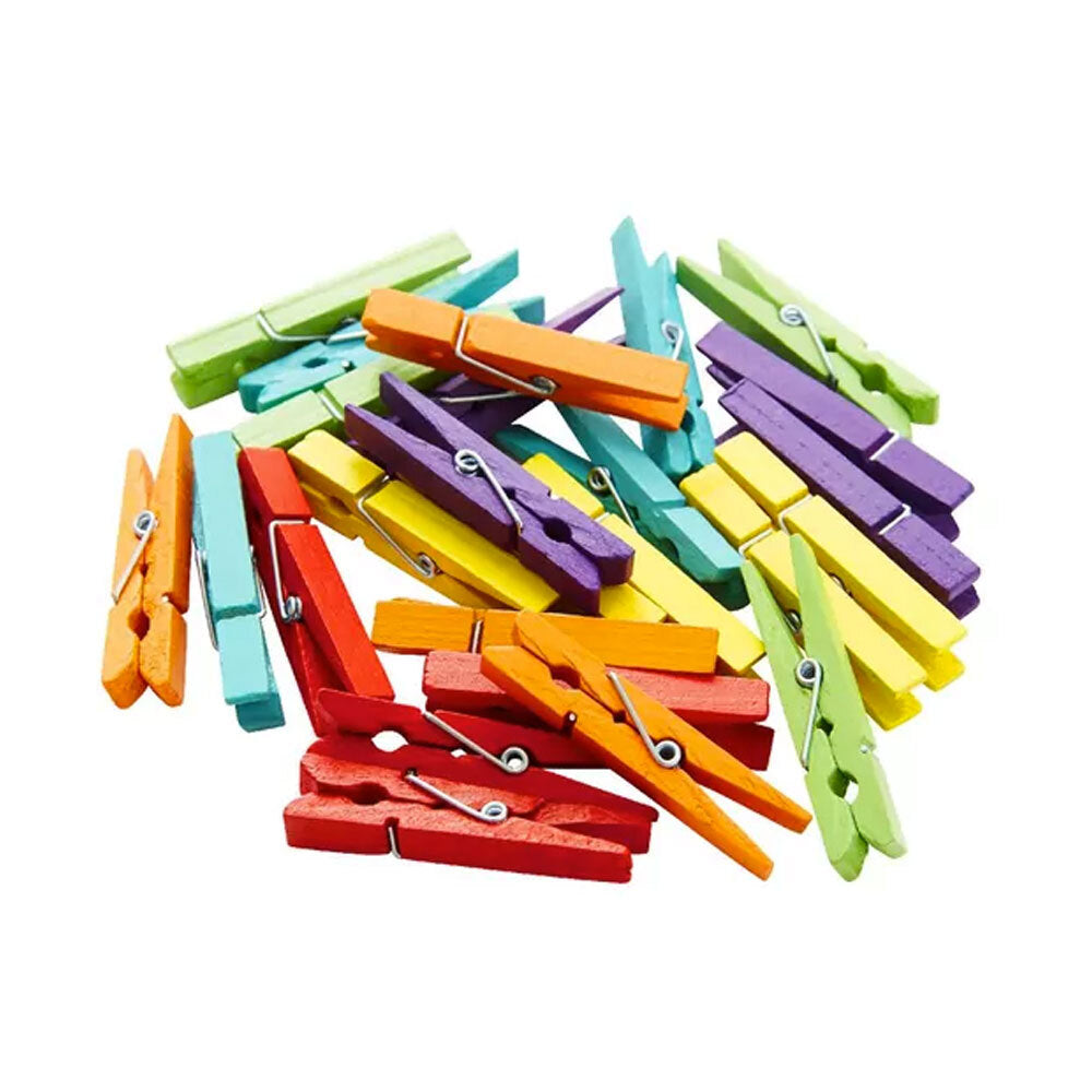 Sunny Bamboo 3.5cm Wooden Art/Crafts Multicoloured Wood Pegs/Clips Decor (200 Pieces) — image 2