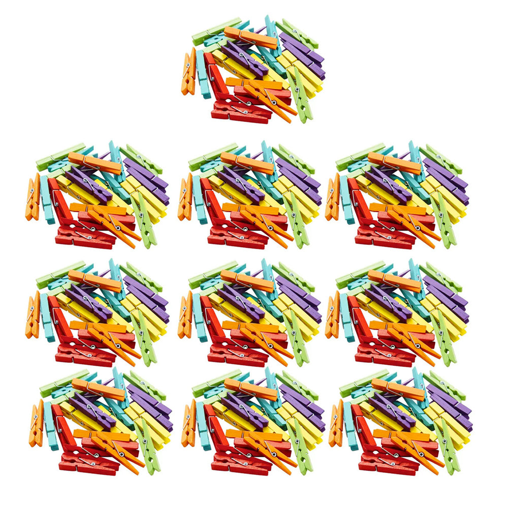Sunny Bamboo 3.5cm Wooden Art/Crafts Multicoloured Wood Pegs/Clips Decor (200 Pieces)