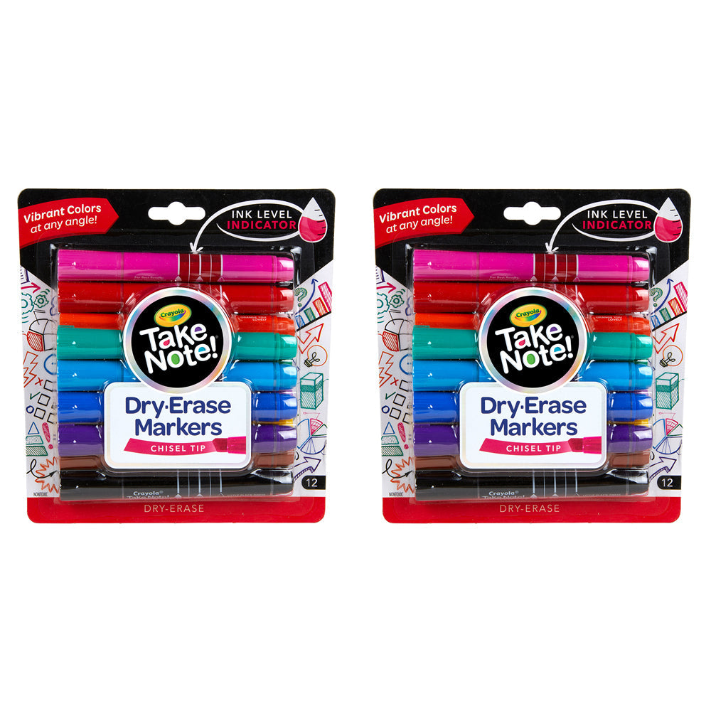 Crayola Take Note! Quick-Dry White Board Markers Chisel Tip Writing Pen (24 Pieces)