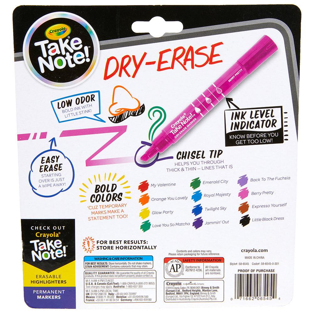 Crayola Take Note! Quick-Dry White Board Markers Chisel Tip Writing Pen (24 Pieces) — image 4