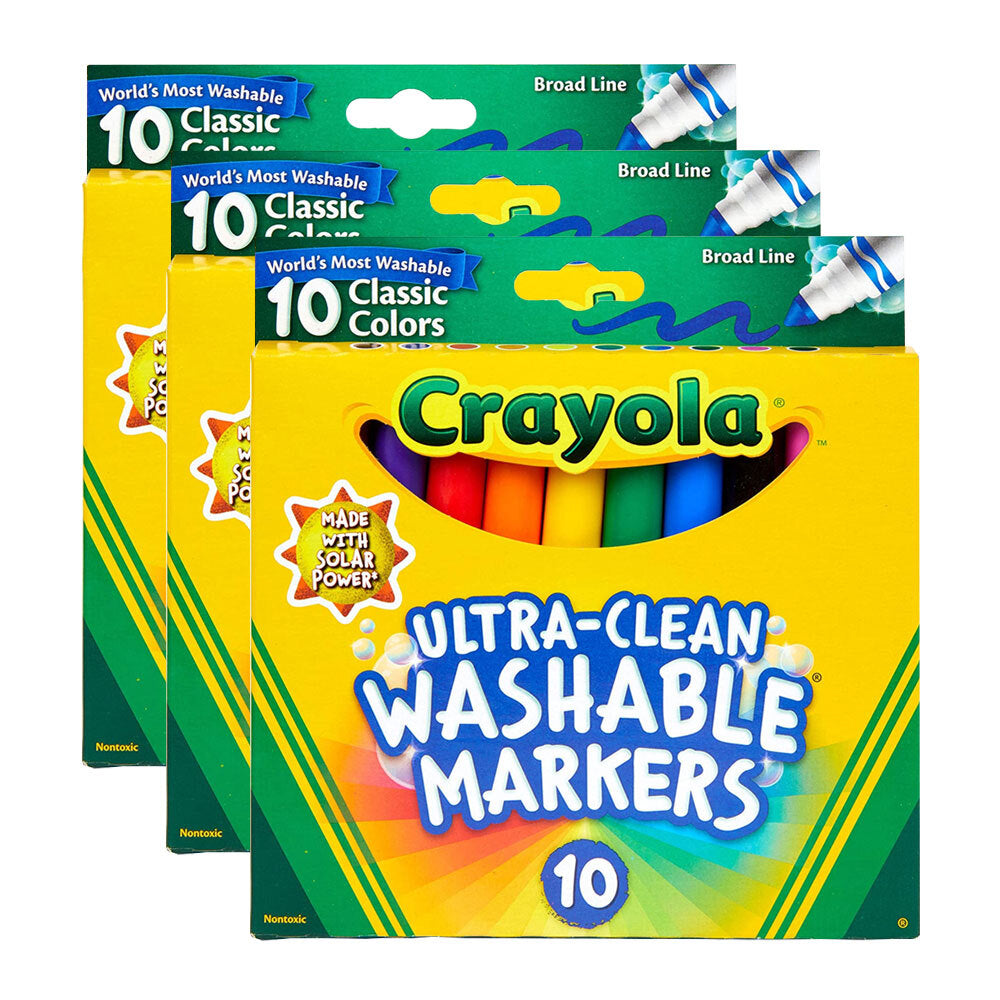 Crayola Ultra Clean Classic Colours Washable Broad Line Markers For Kids 4+ (30 Pieces)
