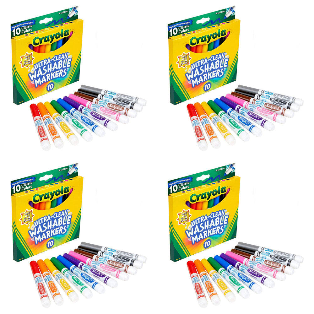 Crayola Ultra Clean Classic Colours Washable Broad Line Markers For Kids 4+ (40 Pieces)