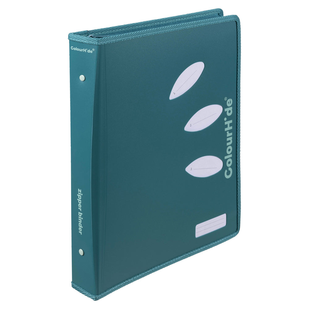 Colourhide 48cm Zipper Ring Binder File Holder Document Organiser Teal Green (2 Pack) — image 2