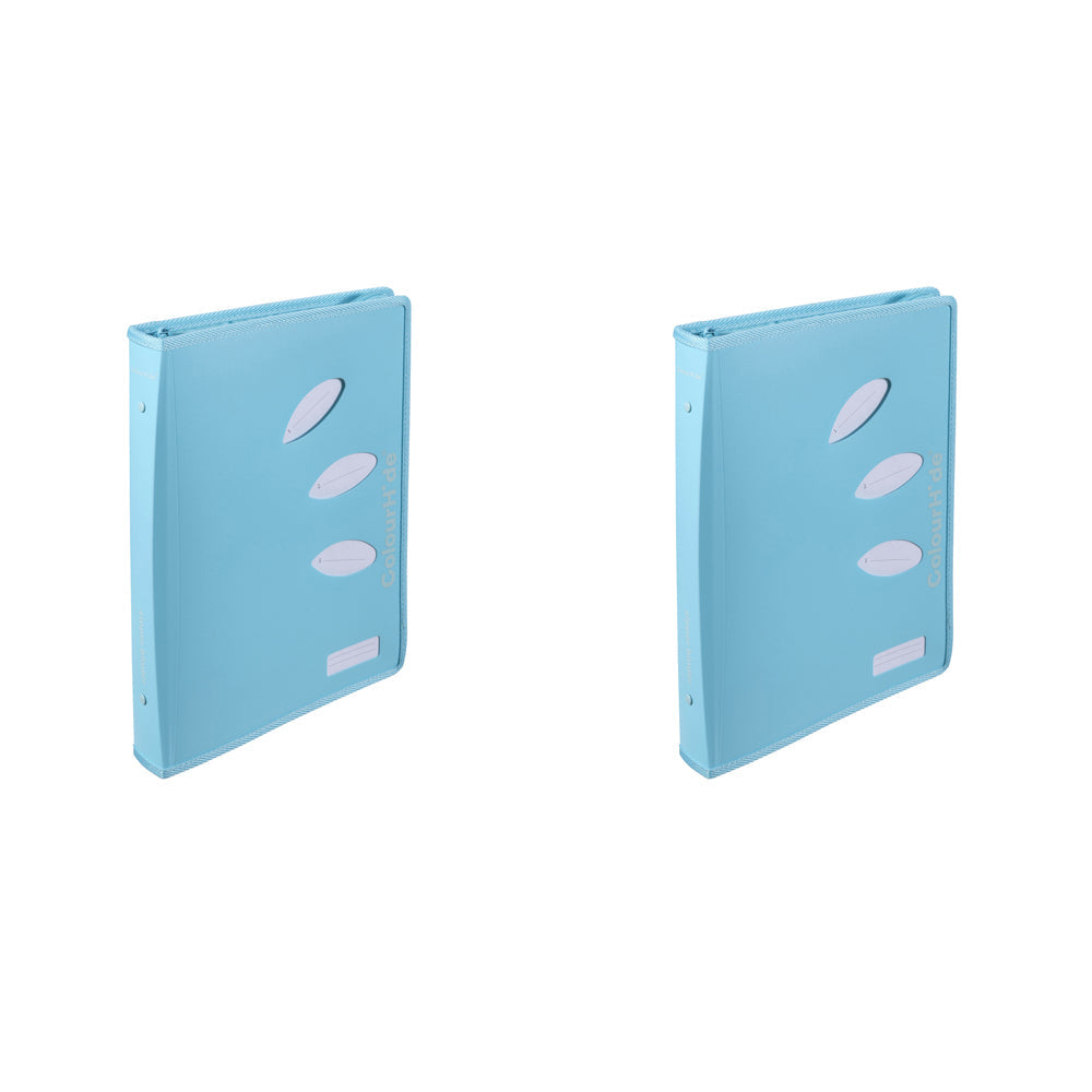 Colourhide 48cm Zipper Ring Binder File/Paper Document Organiser Sky Blue (2 Pack)