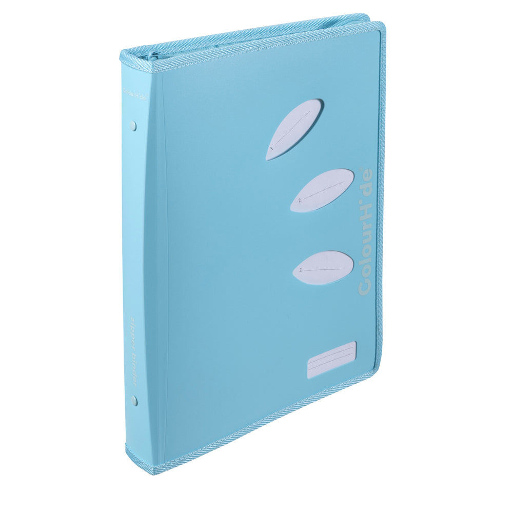 Colourhide 48cm Zipper Ring Binder File/Paper Document Organiser Sky Blue (2 Pack) — image 2