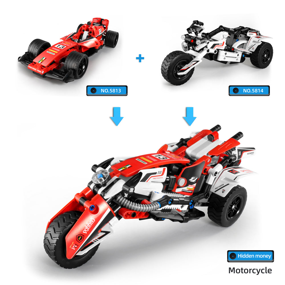 Im.Master Pull Back Racing Car & Bike Building Blocks Kids Toy Set 6y+ (348 Pieces)