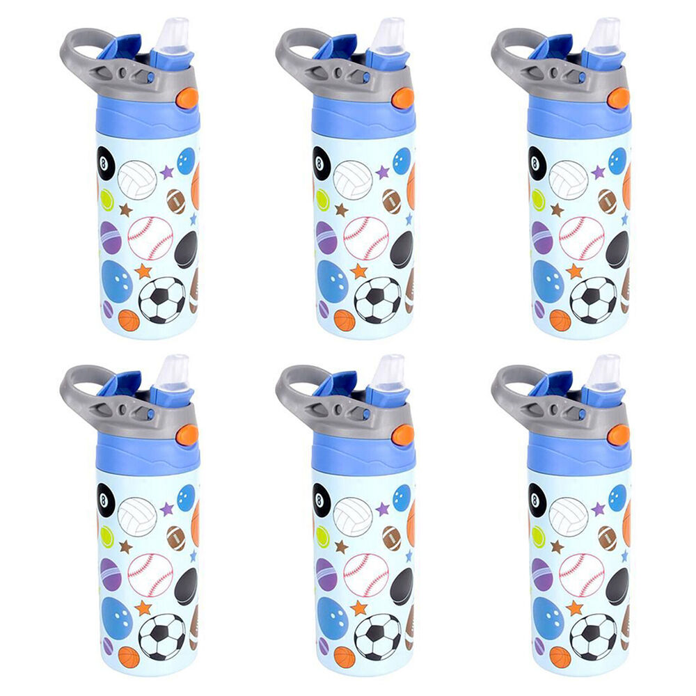 Splash Kids's Insulated Drink Water Bottle w/ Flip-Top Lid 355ml Assorted (6 Pack)