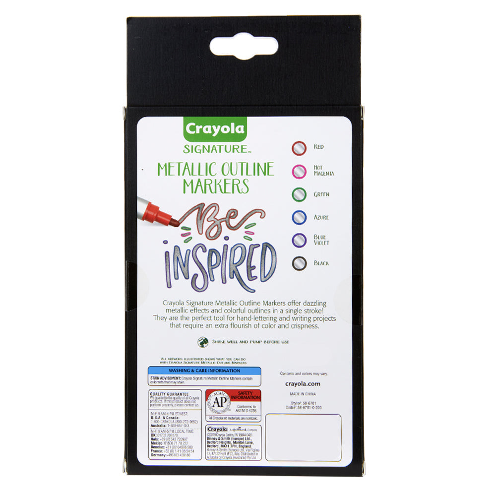 Crayola Signature Metallic Outline Markers Paint Crafts Kids/Children 8y+ (12 Pieces) — image 5