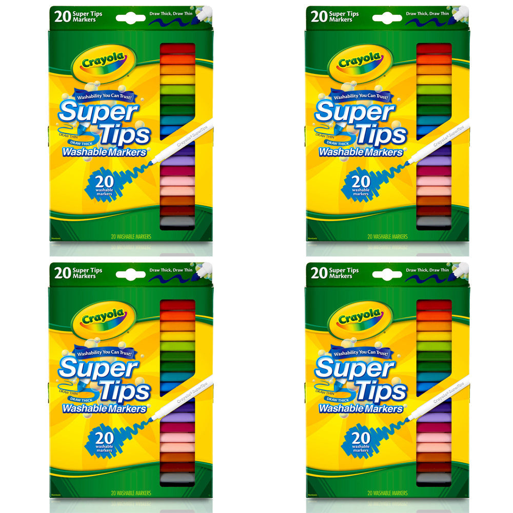 Crayola Super Tips Washable Coloured Non Toxic Markers Art Crafts Kids 3y+ (80 Pieces)