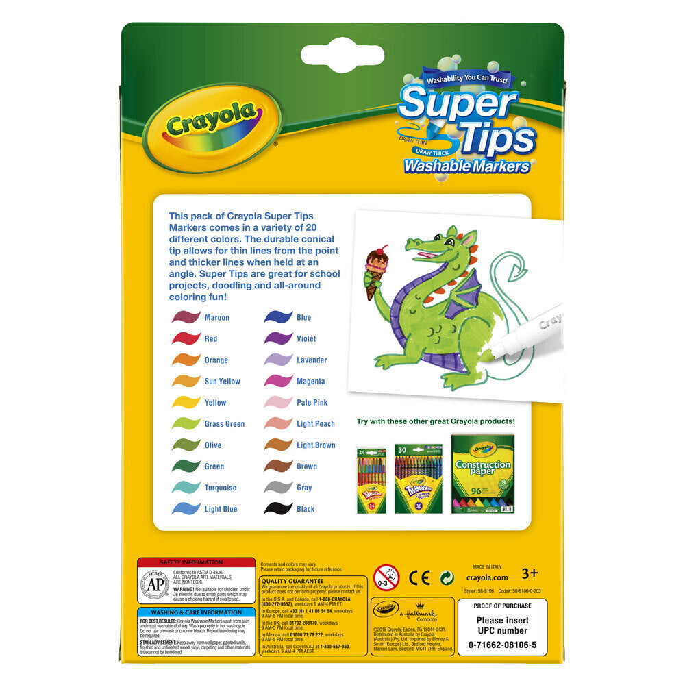 Crayola Super Tips Washable Coloured Non Toxic Markers Art Crafts Kids 3y+ (80 Pieces) — image 4