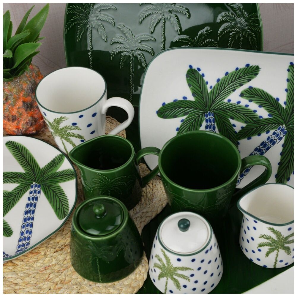 Annabel Trends Coconut Bay Coffee Tea Drinking Mug Set 350ml Green Palm (2 Pieces) — image 3