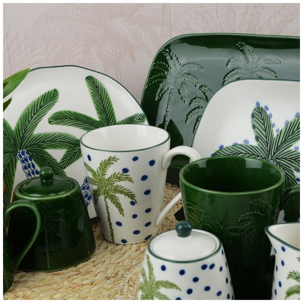 Annabel Trends Coconut Bay Coffee Tea Drinking Mug Set 350ml Green Palm (2 Pieces) — image 4