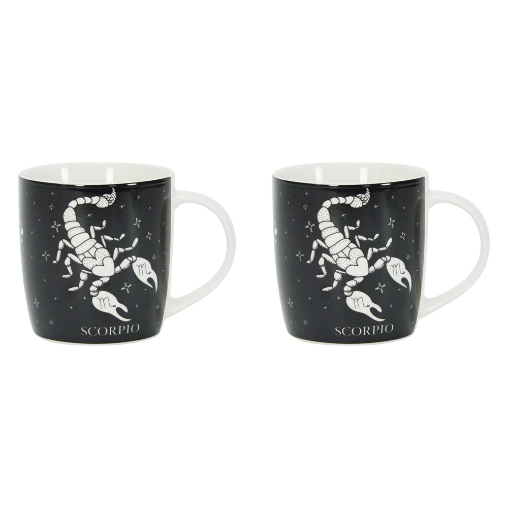 Annabel Trends Coffee Mug Zodiac Scorpio 350ml Milk/Tea Cup w/ Handle Black (2 Pack)