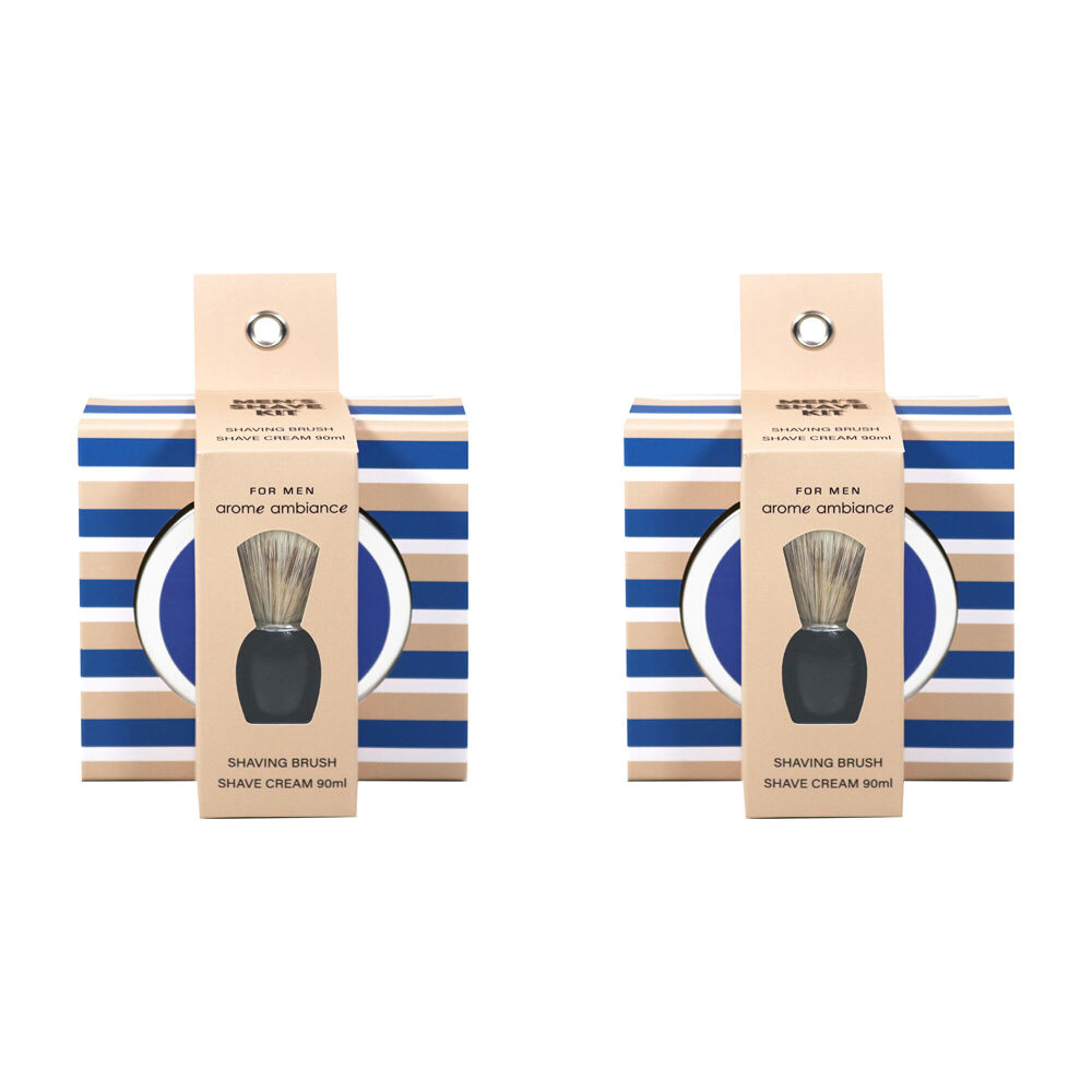 Arome Ambiance Men's Shaving Brush/Shave Cream Grooming Kit Essentials Set (2 Pack)