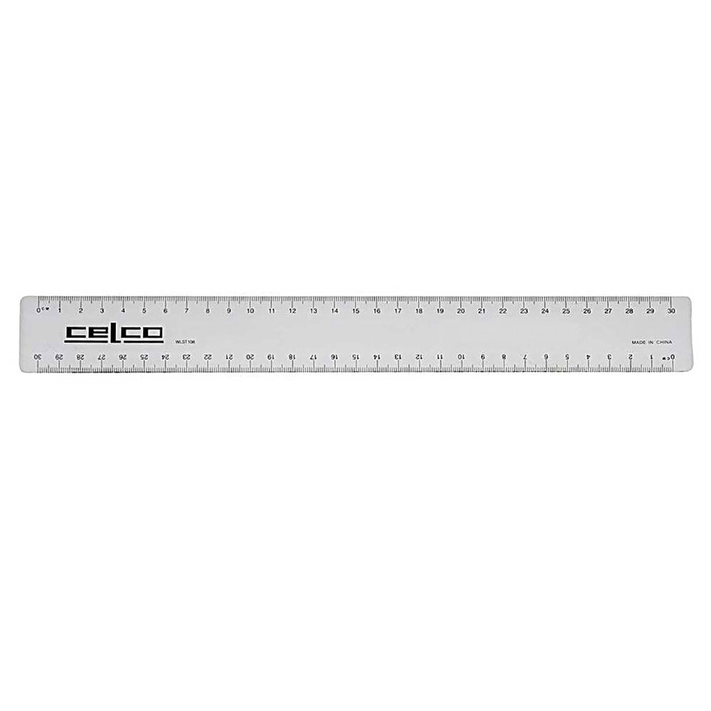 Celco 30cm Metric Plastic Ruler School Art/Craft Stationery Drawing Clear (10 Pack) — image 2