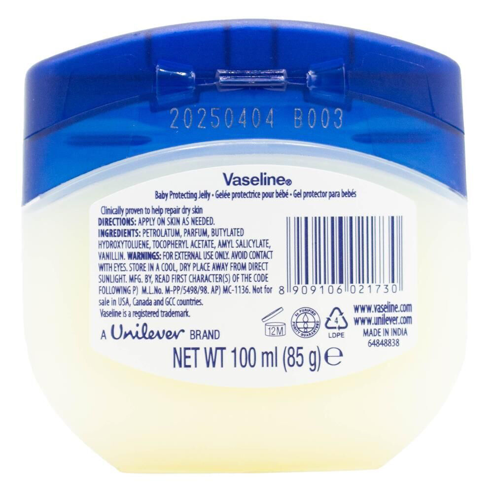 Vaseline Protecting Petroleum Jelly Baby Gentle 100ml Skin Moisturiser (8 Pack) — image 3