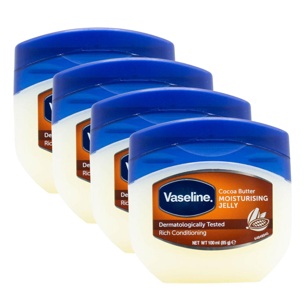 Vaseline Moisturising Jelly Rich Conditioning Care Cocoa Butter 100ml (4 Pack)