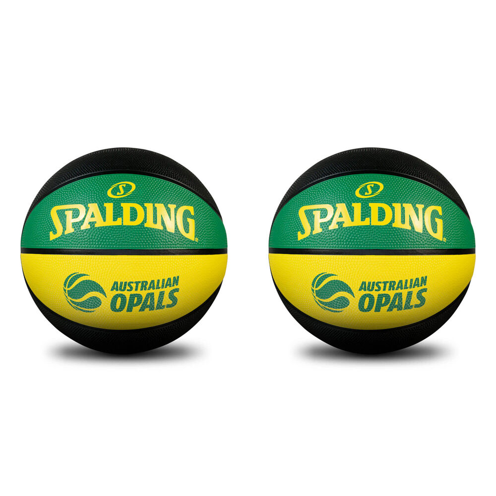 Spalding Australian Opals Outdoor Rubber Basketball Size 6 Yellow/Green (2 Pack)