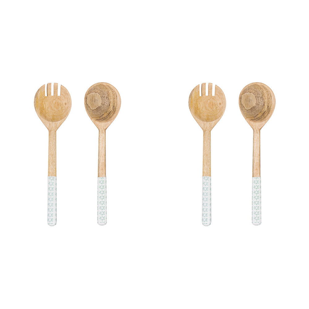 Ladelle Chelsea Mango Wood Salad Servers Spoon/Fork Kitchen Serving Set (2 Pack)