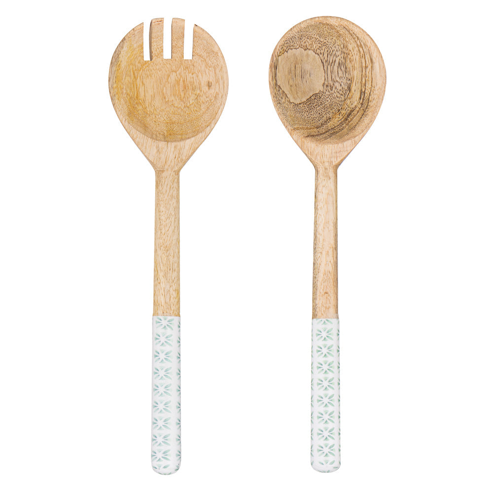 Ladelle Chelsea Mango Wood Salad Servers Spoon/Fork Kitchen Serving Set (2 Pack) — image 2
