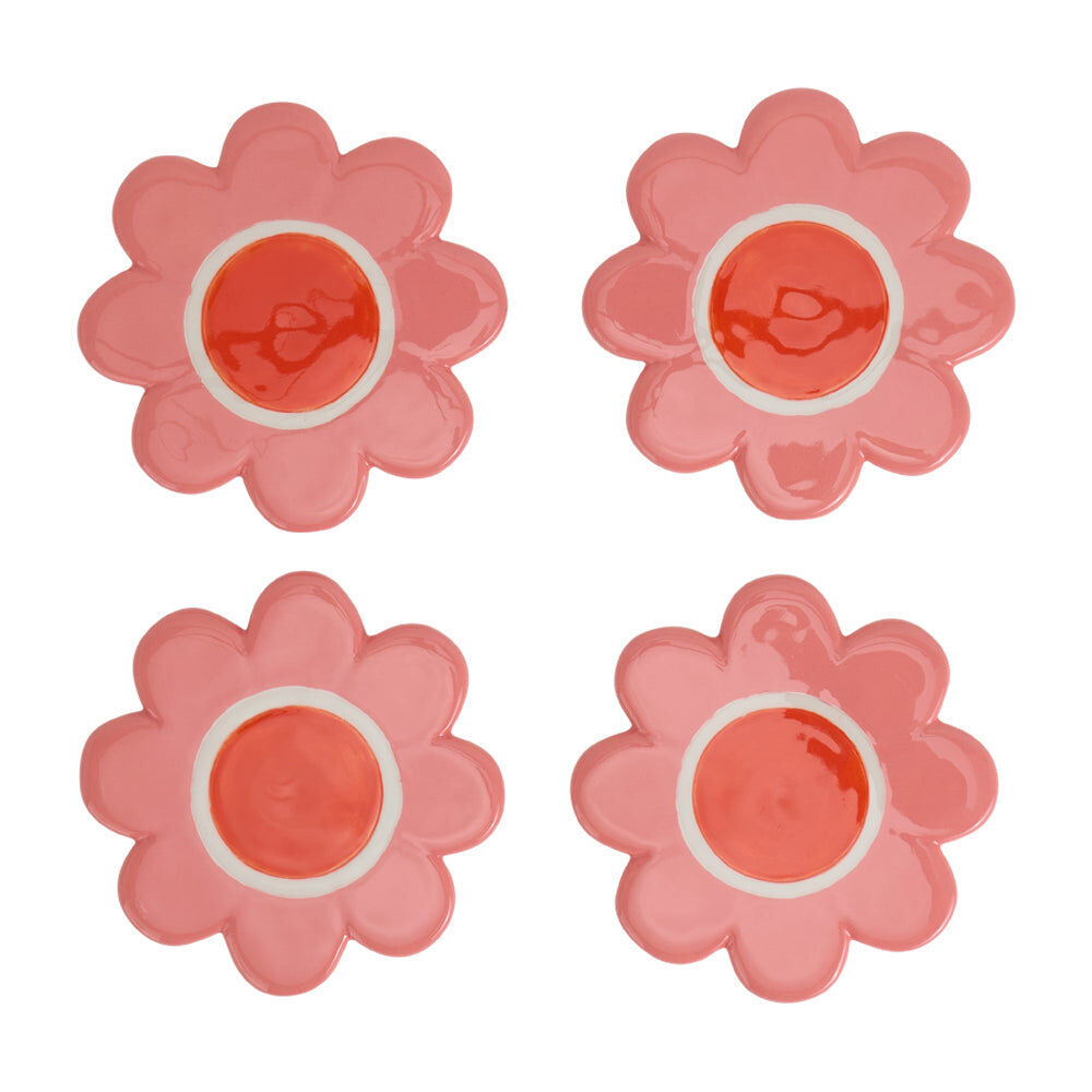 Annabel Trends 11cm Flower Ceramic Coaster Set Drink Mat Table Protector