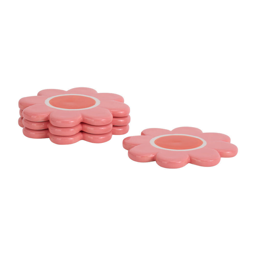 Annabel Trends Ceramic Coaster Set Drink Mat Table Protector 11cm Flower (2 Pack) — image 3