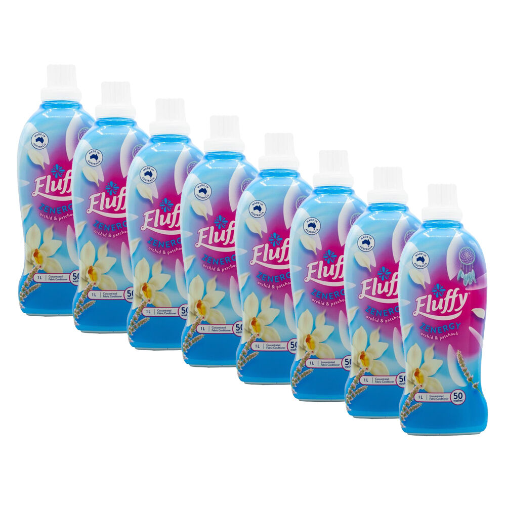 Fluffy Concentrated Fabric Conditioner Zenergy 1L Orchid & Patchouli (8 Pack)