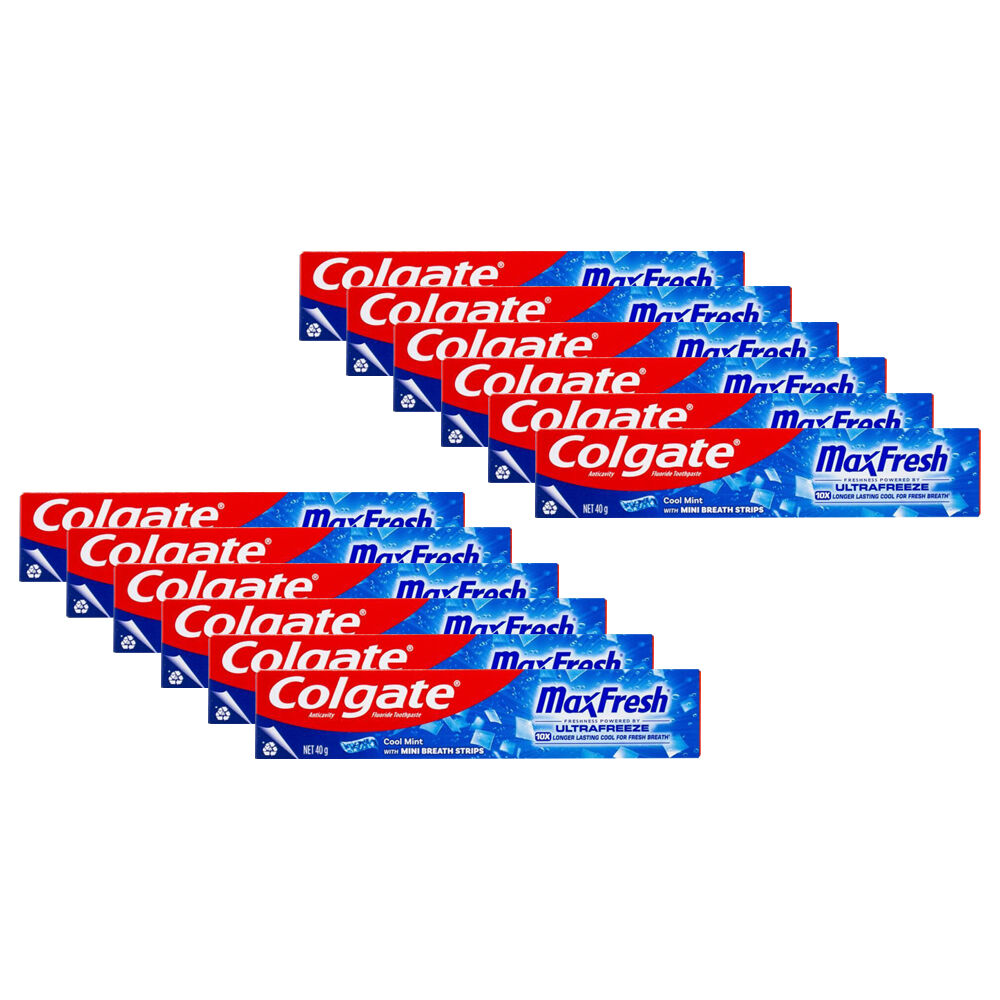 Colgate Max Fresh Cool Mint Fluoride Toothpaste 40g Dental Teeth Care (12 Pack)