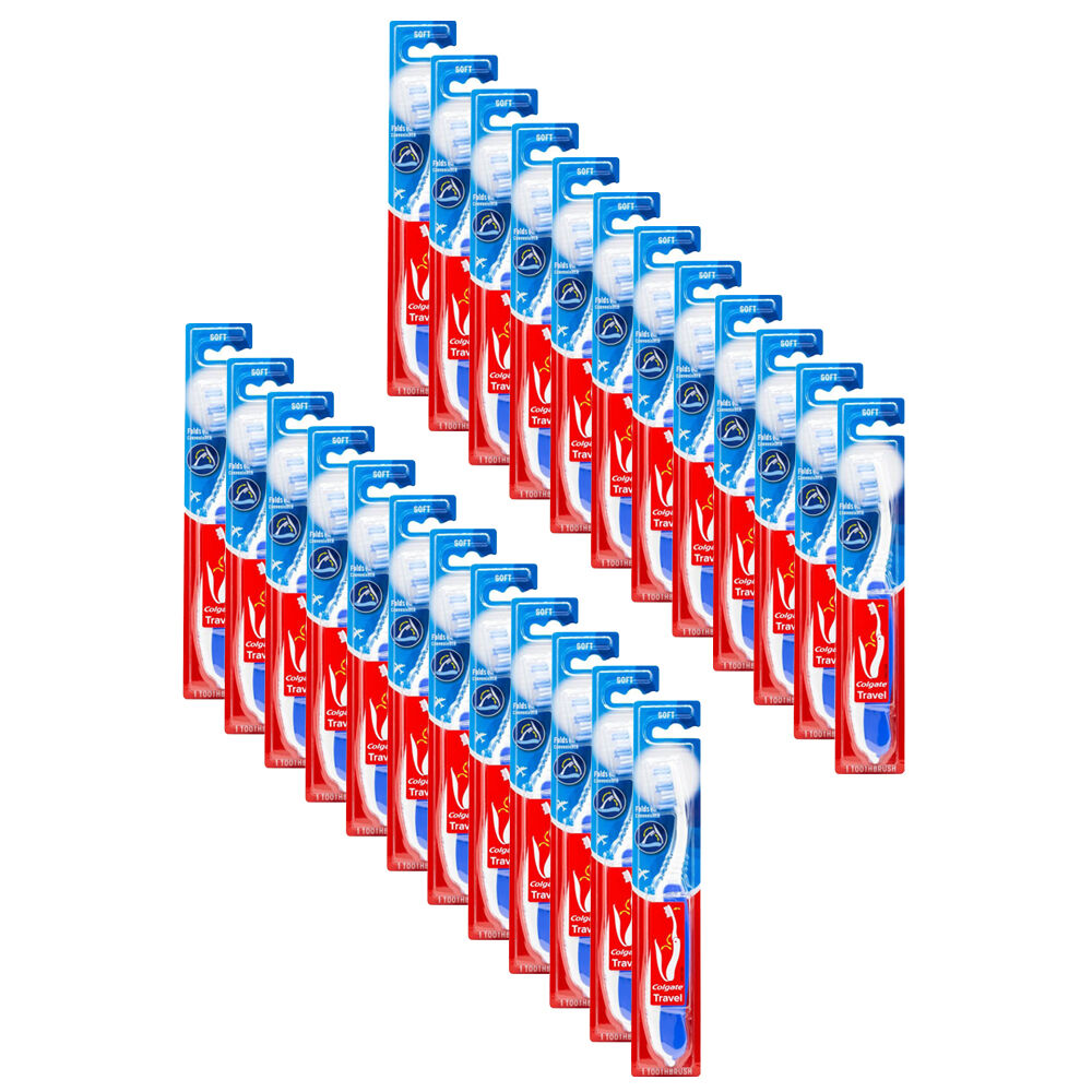 Colgate Travel Size Soft Bristle Toothbrush Red/Blue Dental Care Assorted (24 Pack)