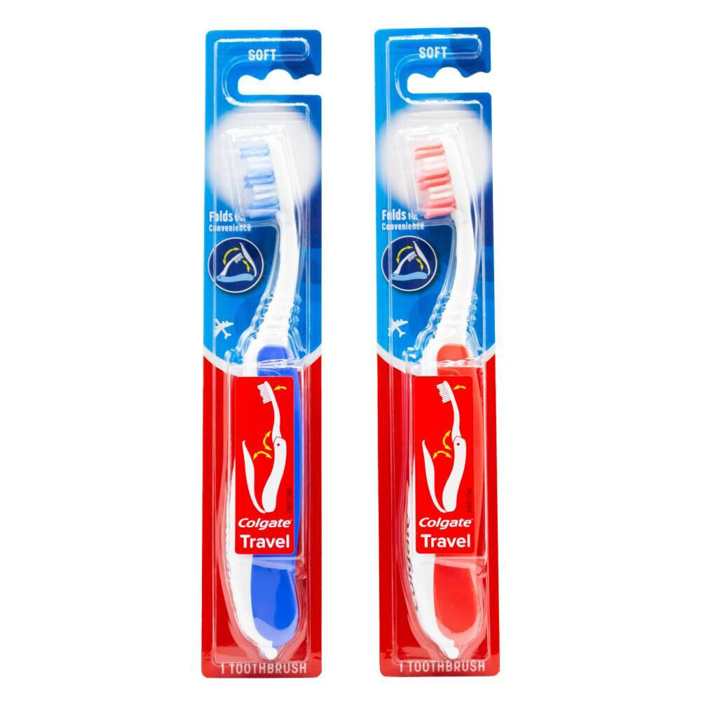 Colgate Travel Size Soft Bristle Toothbrush Red/Blue Dental Care Assorted (24 Pack) — image 3