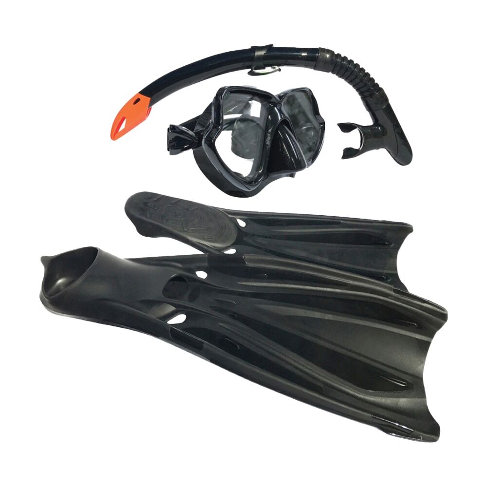 Land & Sea Sports Australia Land Sea Sports Whitsunday Snorkelling Fins Goggles Set Black Euro