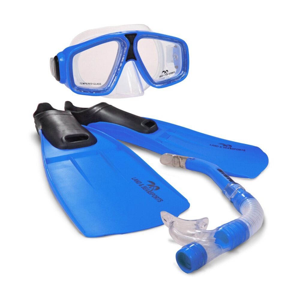 Land & Sea Sports Australia Land Sea Sports Adventurer MSF Snorkelling Set w/ Fins Blue AU
