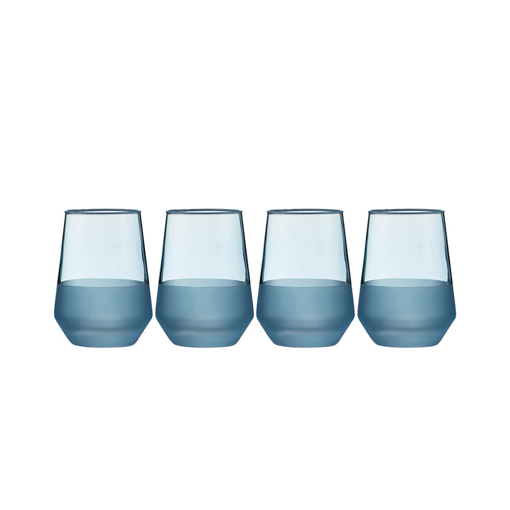 Ladelle Panama Tumbler Durable Beverage Glass Set Kitchen Glassware Ocean (4 Pieces)
