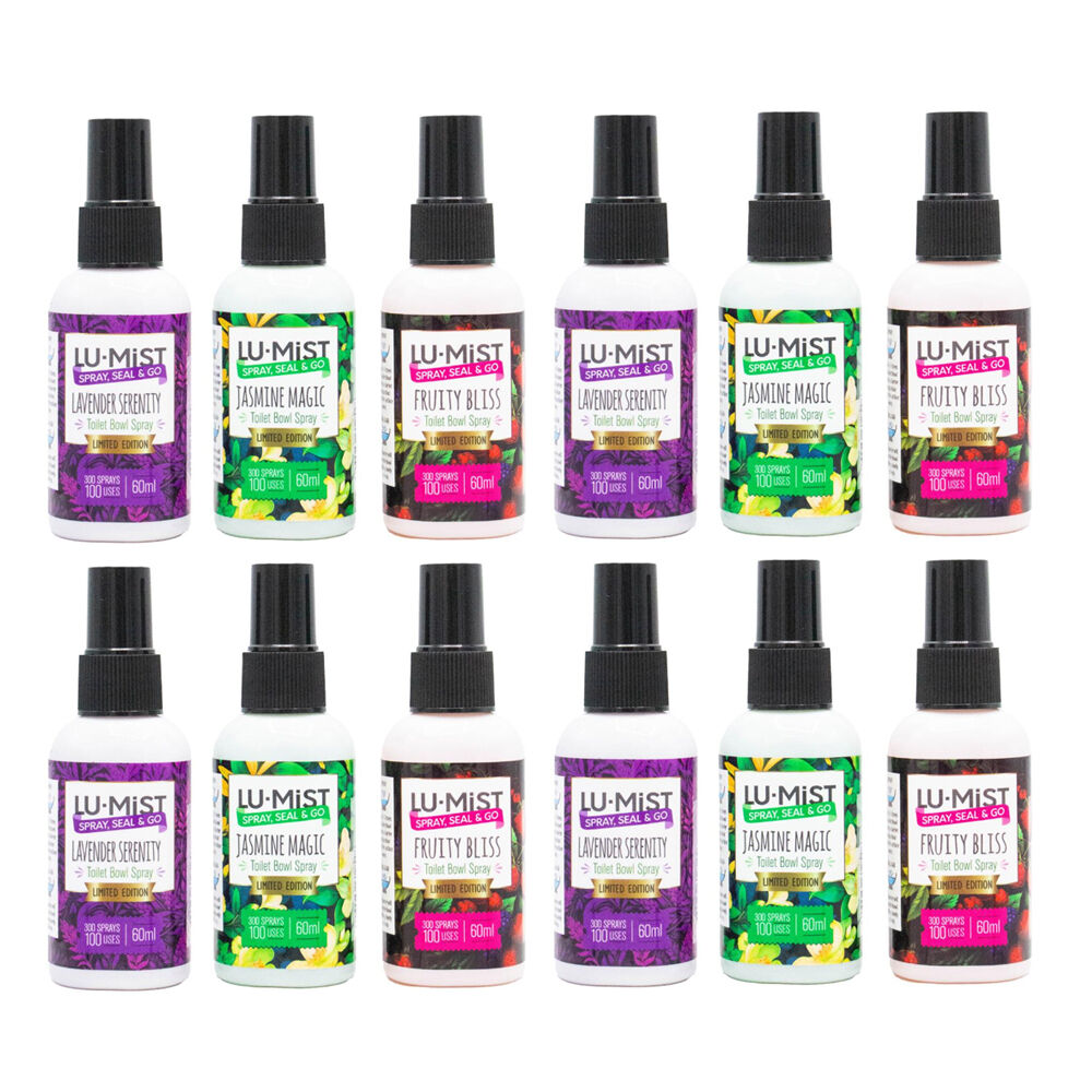 Lumist 60ml Toilet Bowl Spray Assorted Fragrance Odour Eliminator (12 Pack)
