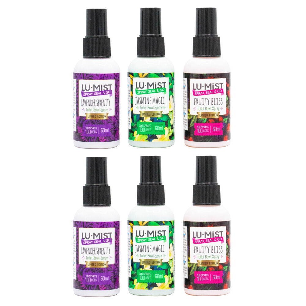 Lumist 60ml Toilet Bowl Spray Assorted Fragrance Odour Eliminator (6 Pack)