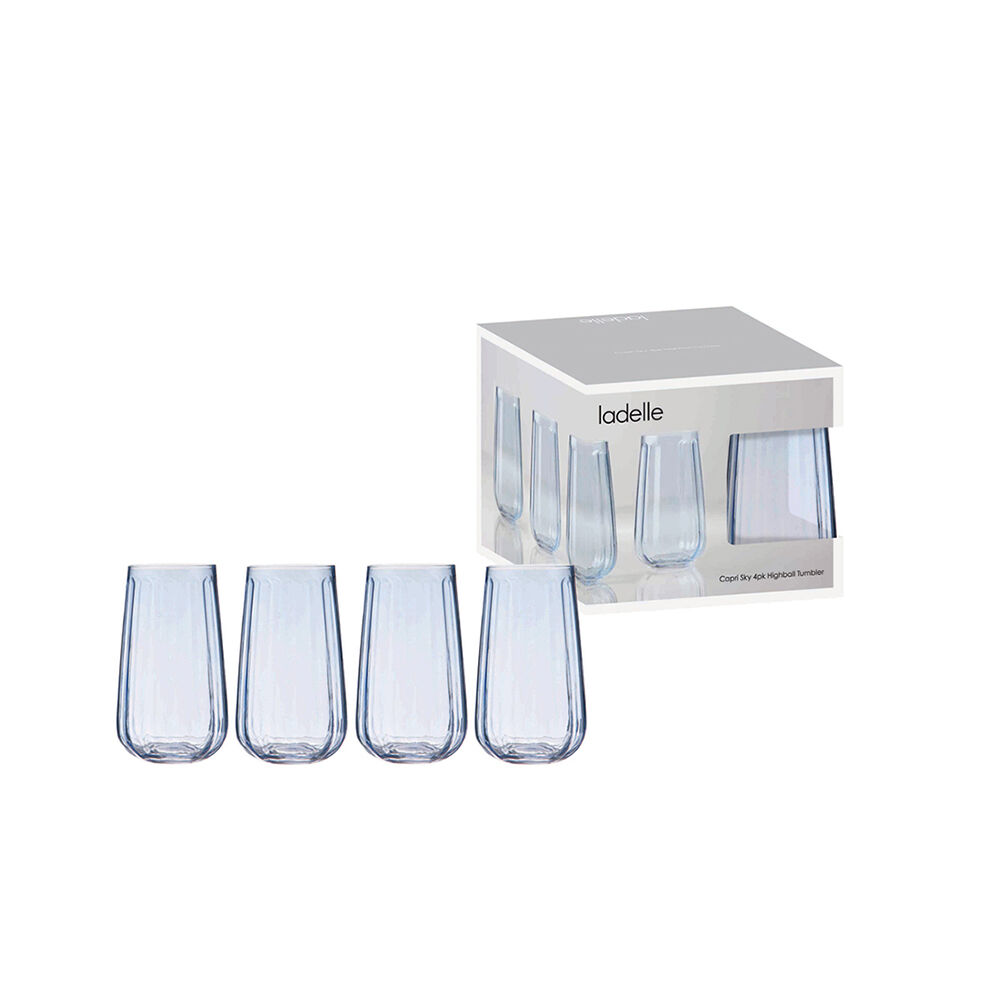 Ladelle Capri Sky Highball Tumbler 550ml Tall Drinking Glass Blue (4 Pieces) — image 2