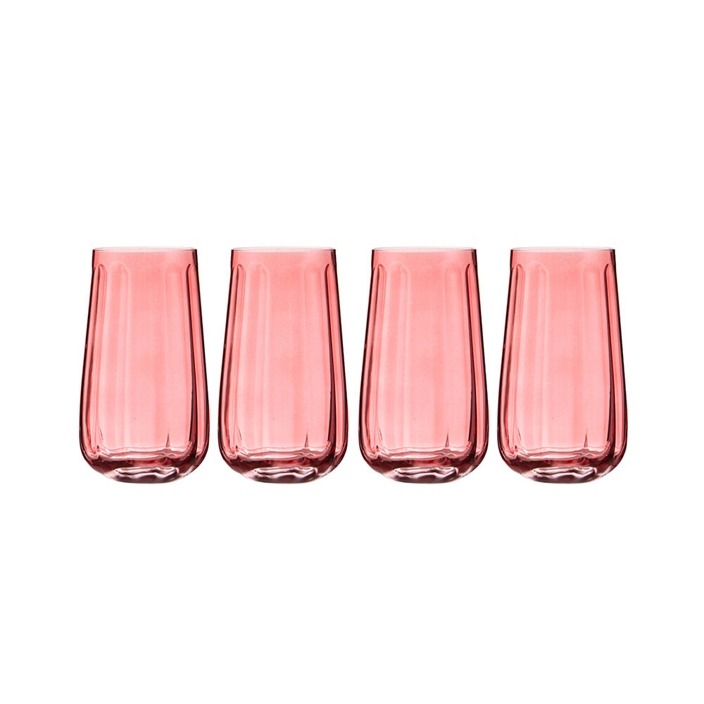 Ladelle Capri Rose Highball Tumbler 550ml Tall Drinking Glass Pink (4 Pieces)
