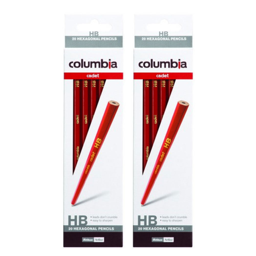 Columbia 20pc Columbia Cadet Range HB Drawing/Writing Hexagonal Pencils (2 Pack)