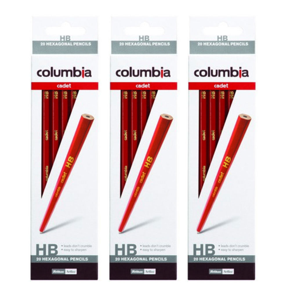 Columbia 20pc Columbia Cadet Range HB Drawing/Writing Hexagonal Pencils (3 Pack)