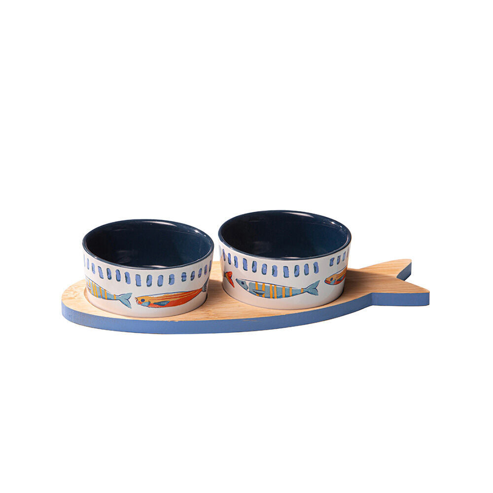 Ladelle 3pc Ladelle Capri Ceramic Fish Bowl & Tray Serving Set Kitchen Serveware (2 Pack) — image 2