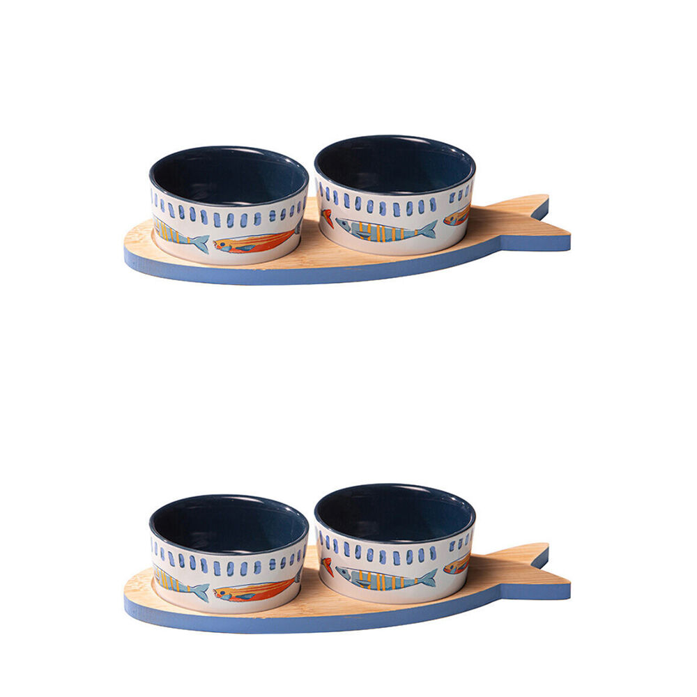 Ladelle 3pc Ladelle Capri Ceramic Fish Bowl & Tray Serving Set Kitchen Serveware (2 Pack)