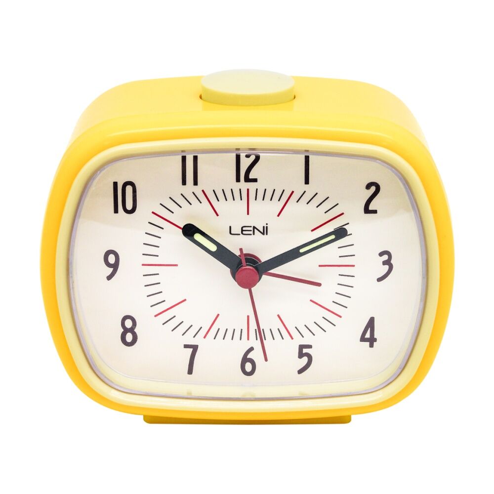 Leni 9x11x6cm Lemon Retro-Inspired Analogue Bedside Table/Desk Alarm Clock