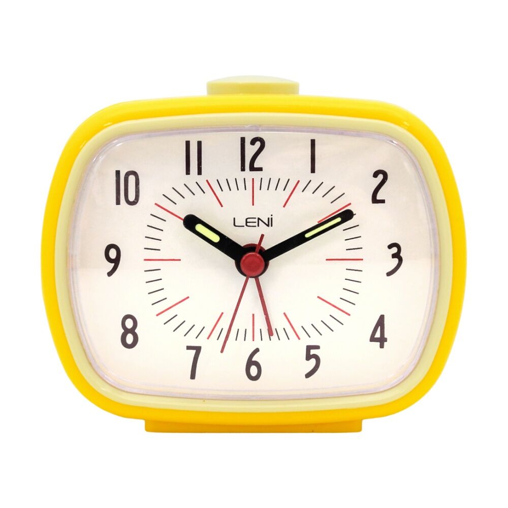 Leni 9x11x6cm Lemon Retro-Inspired Analogue Bedside Table/Desk Alarm Clock — image 2