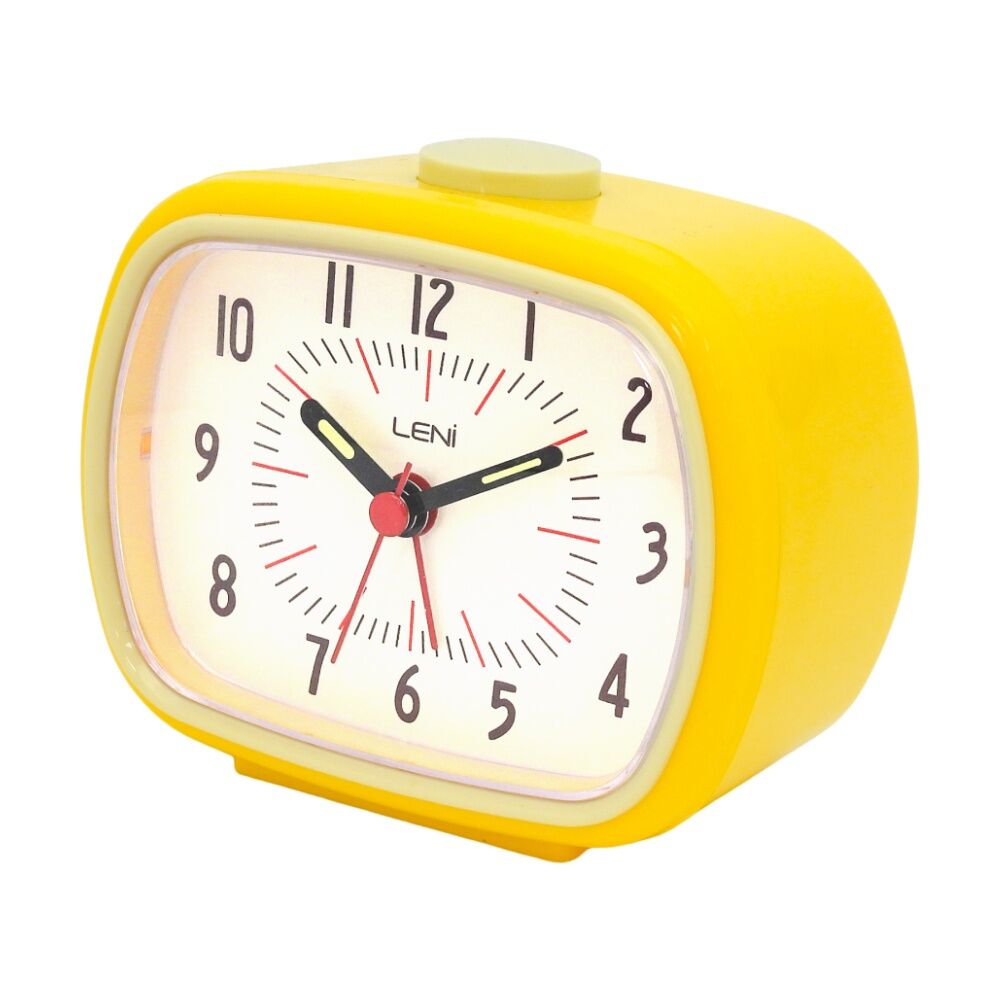 Leni 9x11x6cm Lemon Retro-Inspired Analogue Bedside Table/Desk Alarm Clock — image 3