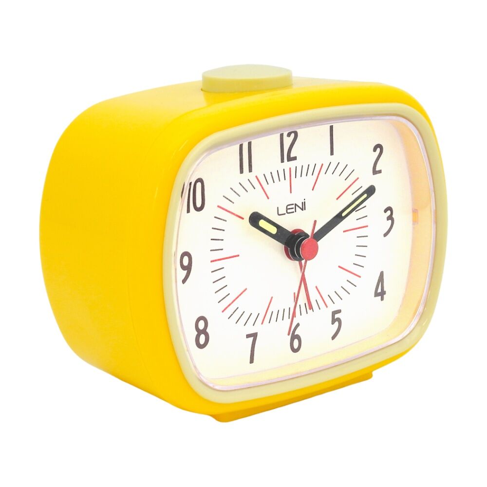 Leni 9x11x6cm Lemon Retro-Inspired Analogue Bedside Table/Desk Alarm Clock — image 4