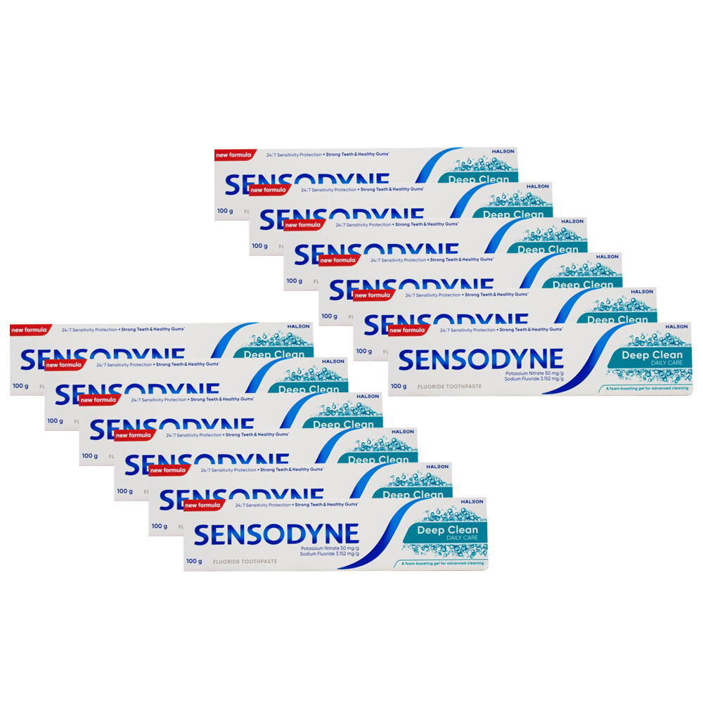 Sensodyne Deep Clean Daily Care Fluoride Toothpaste 100g Sensitive Teeth (12 Pack)