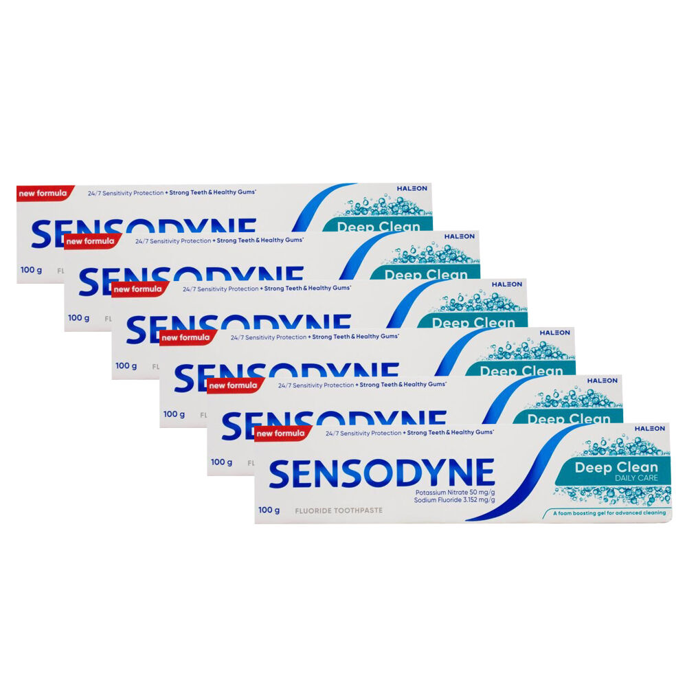 Sensodyne Deep Clean Daily Care Fluoride Toothpaste 100g Sensitive Teeth (6 Pack)